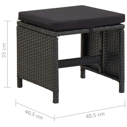 Tuinkrukken Met Kussens Poly Rattan Zwart