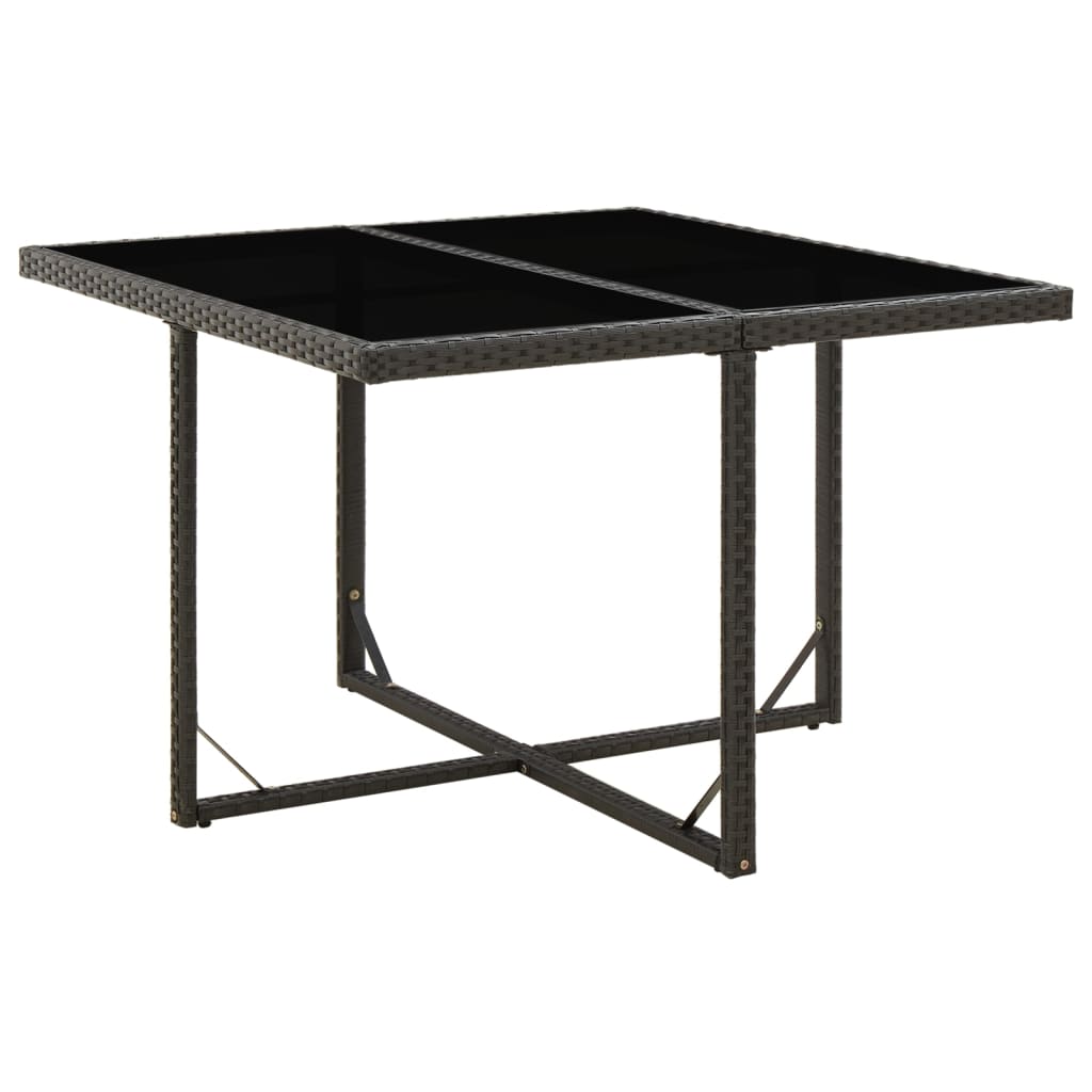 Tuintafel 09X07X74 Cm Poly Rattan En Glas Zwart