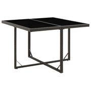 Tuintafel 109x107x74 cm poly rattan glas zwart