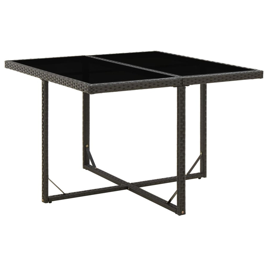 Tuintafel 09X07X74 Cm Poly Rattan En Glas Zwart