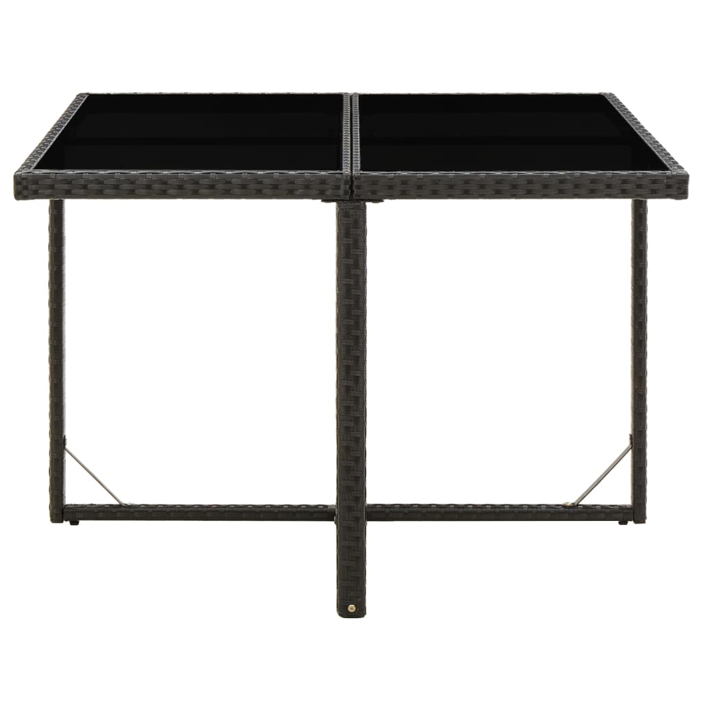 Tuintafel 09X07X74 Cm Poly Rattan En Glas Zwart
