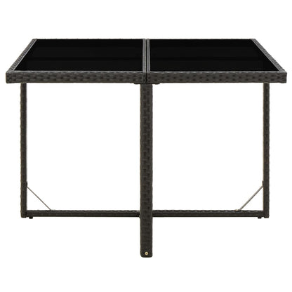 Tuintafel 09X07X74 Cm Poly Rattan En Glas Zwart