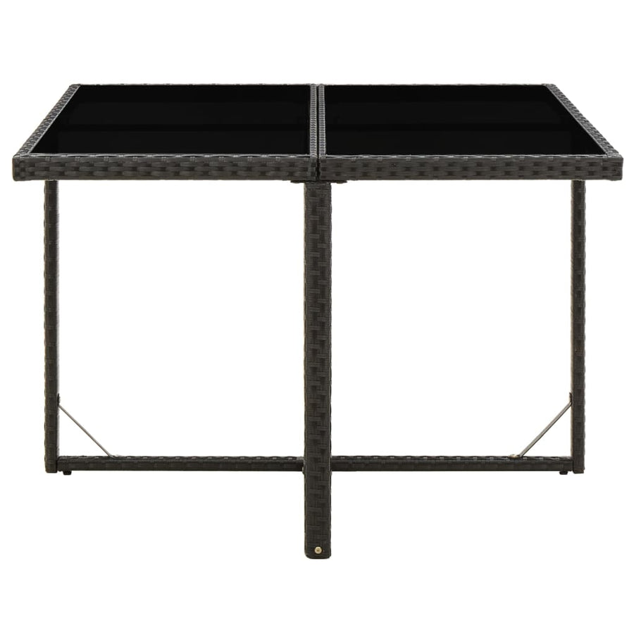 Tuintafel 09X07X74 Cm Poly Rattan En Glas Zwart