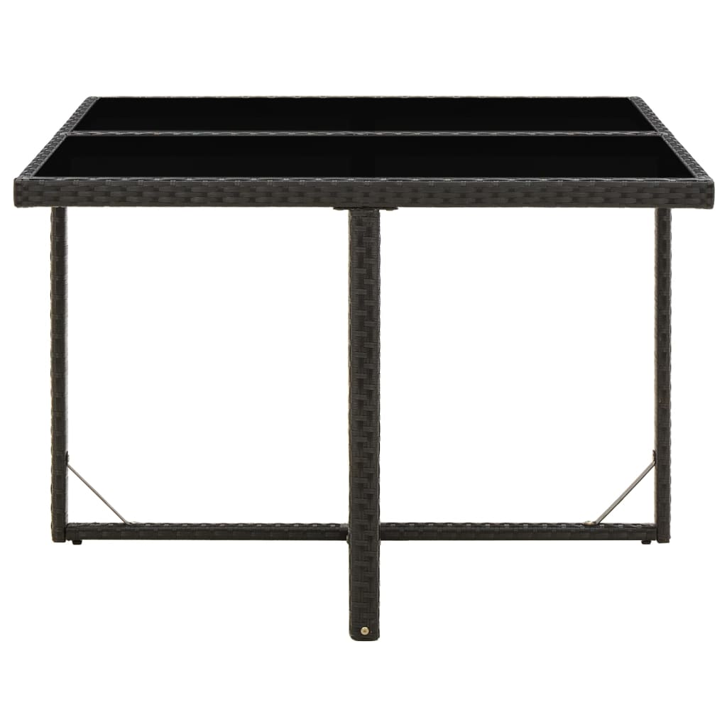 Tuintafel 09X07X74 Cm Poly Rattan En Glas Zwart
