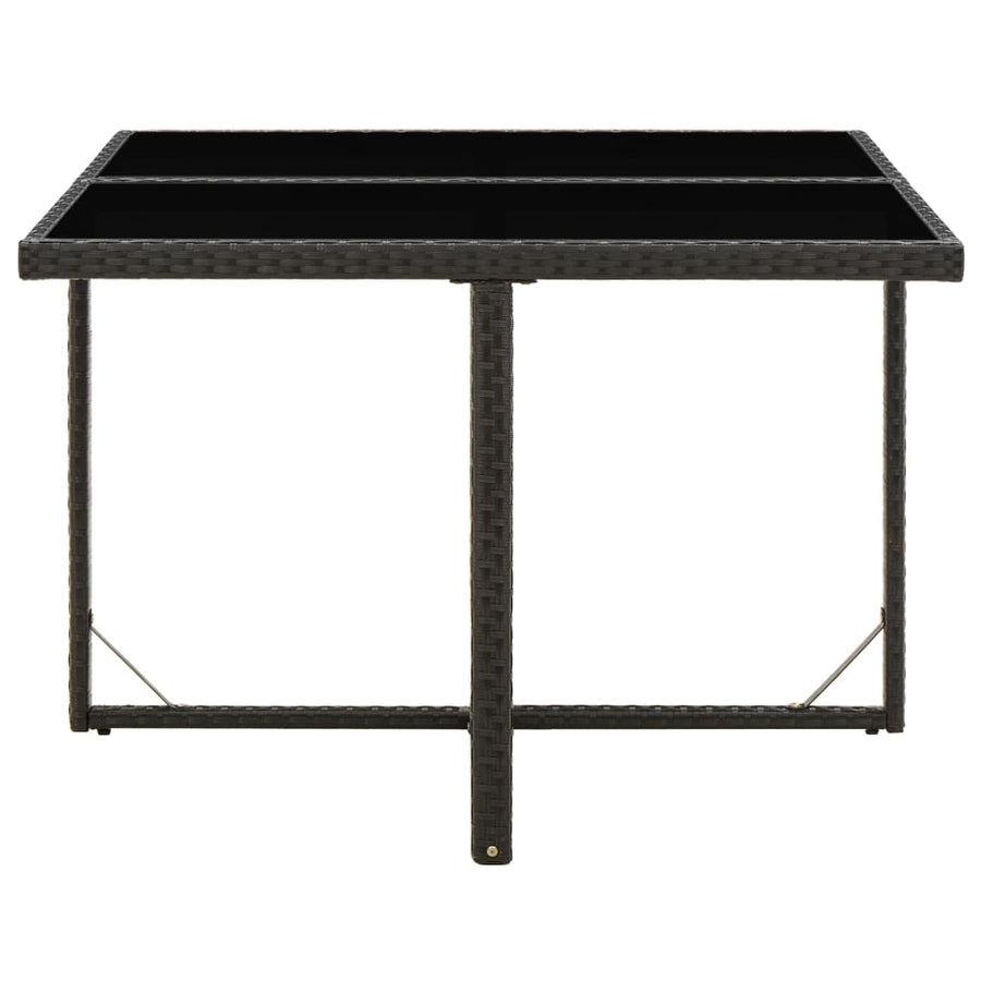 Tuintafel 09X07X74 Cm Poly Rattan En Glas Zwart