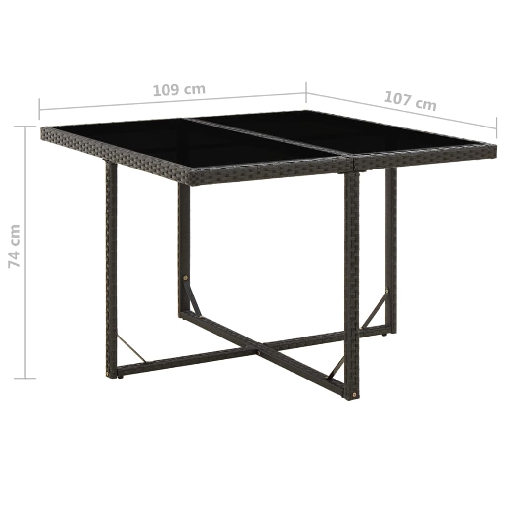 Tuintafel 09X07X74 Cm Poly Rattan En Glas Zwart