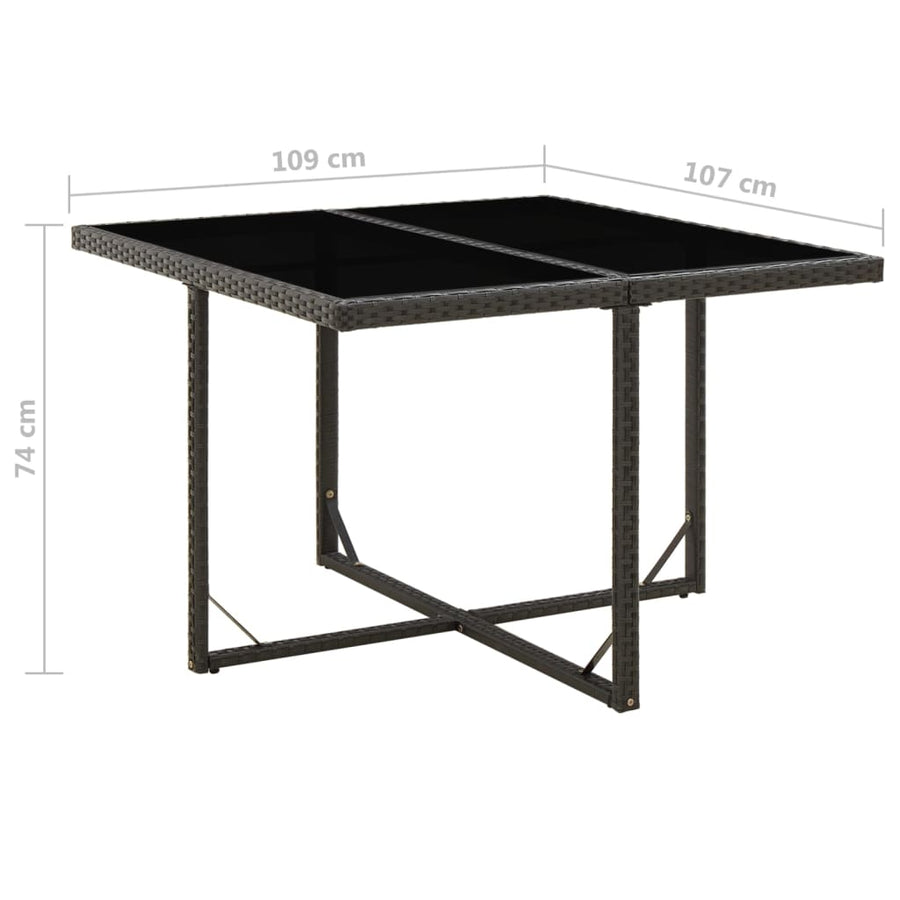 Tuintafel 09X07X74 Cm Poly Rattan En Glas Zwart