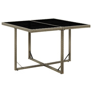 Tuintafel 109x107x74 cm poly rattan glas grijs
