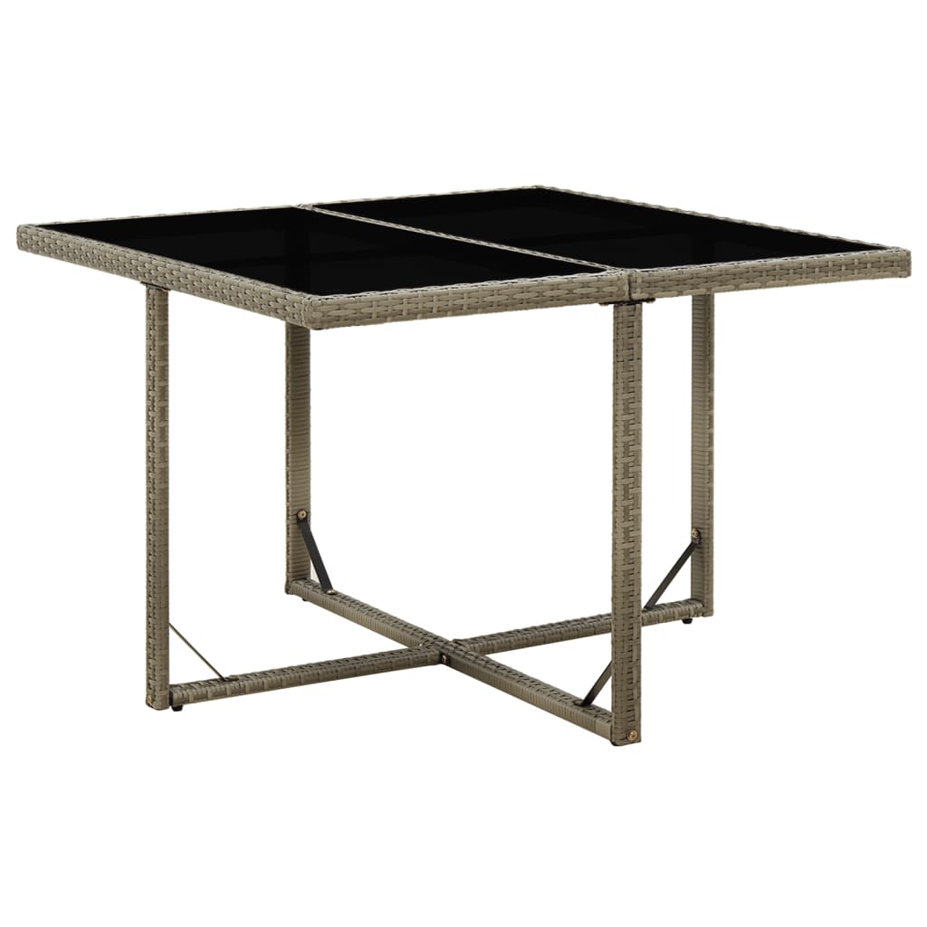 Tuintafel 09X07X74 Cm Poly Rattan En Glas Grijs