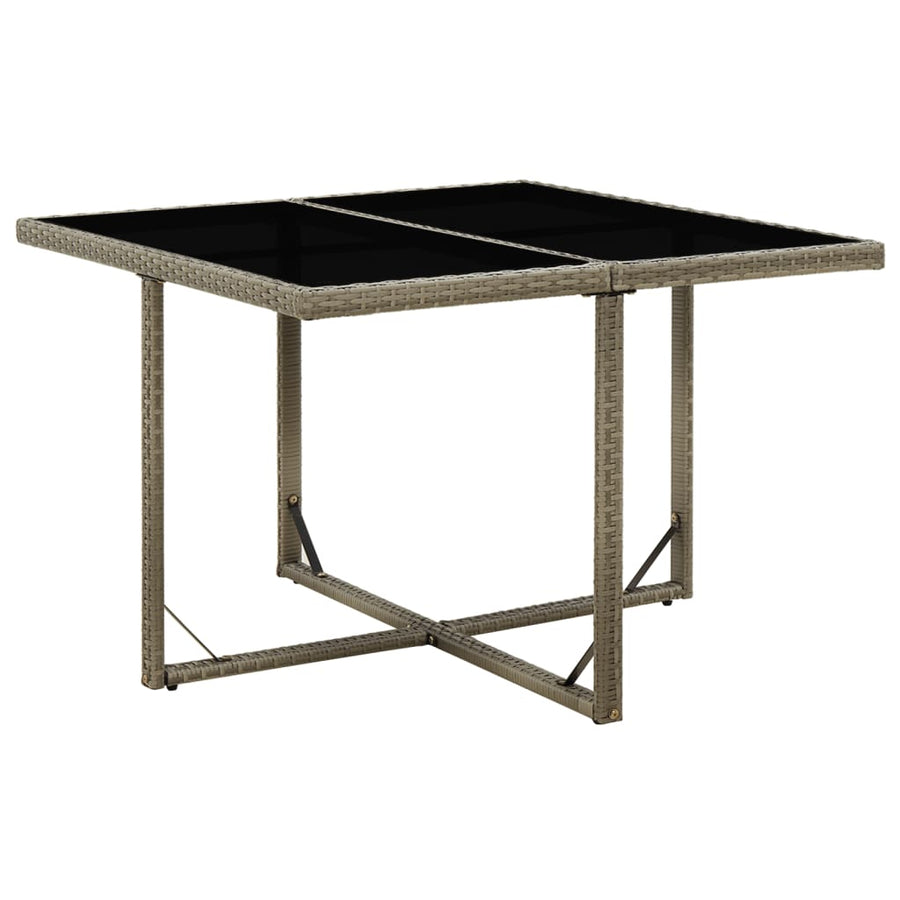 Tuintafel 09X07X74 Cm Poly Rattan En Glas Grijs