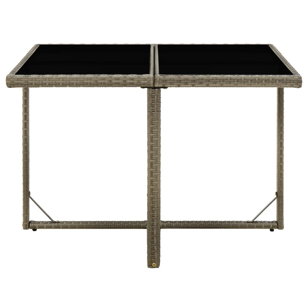 Tuintafel 09X07X74 Cm Poly Rattan En Glas Grijs