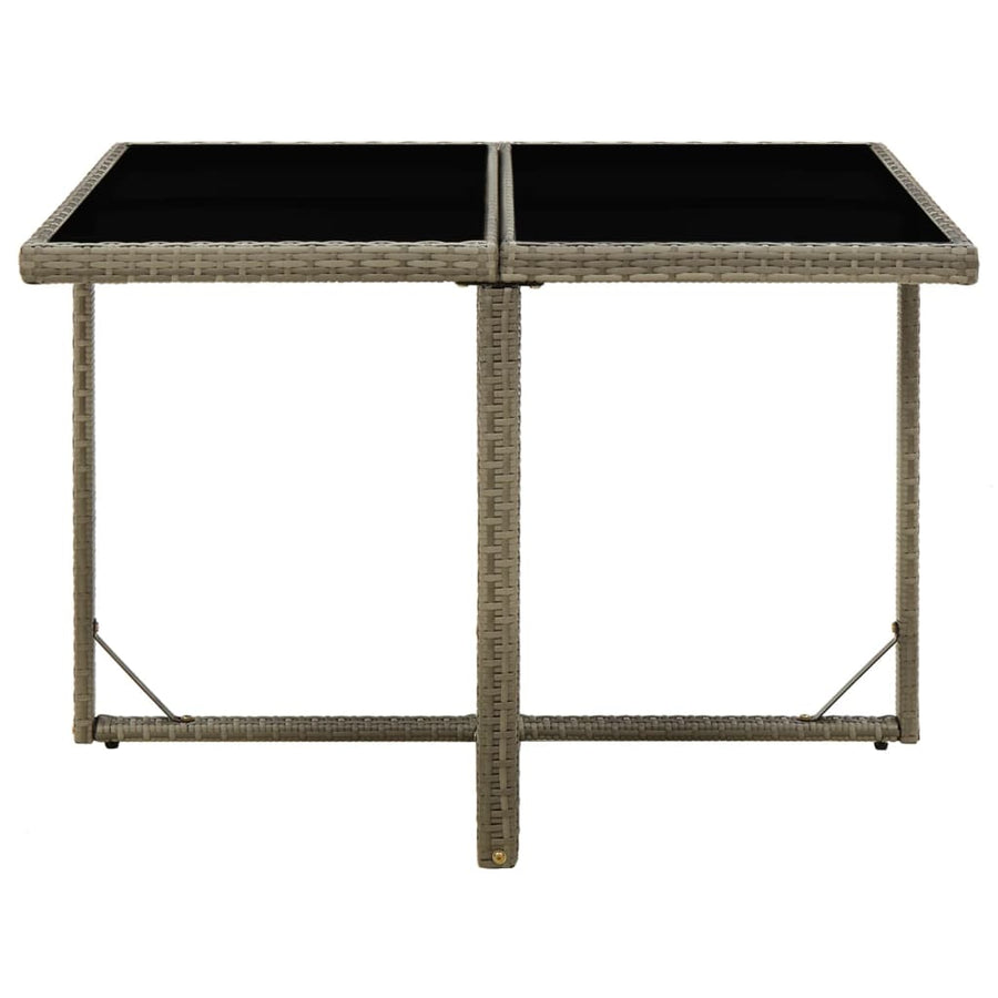 Tuintafel 09X07X74 Cm Poly Rattan En Glas Grijs