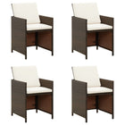 Garden chairs 4 pcs with cushions poly rattan brown
