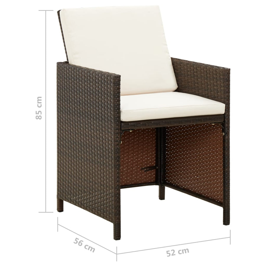 Tuinstoelen Met Kussens Poly Rattan Bruin