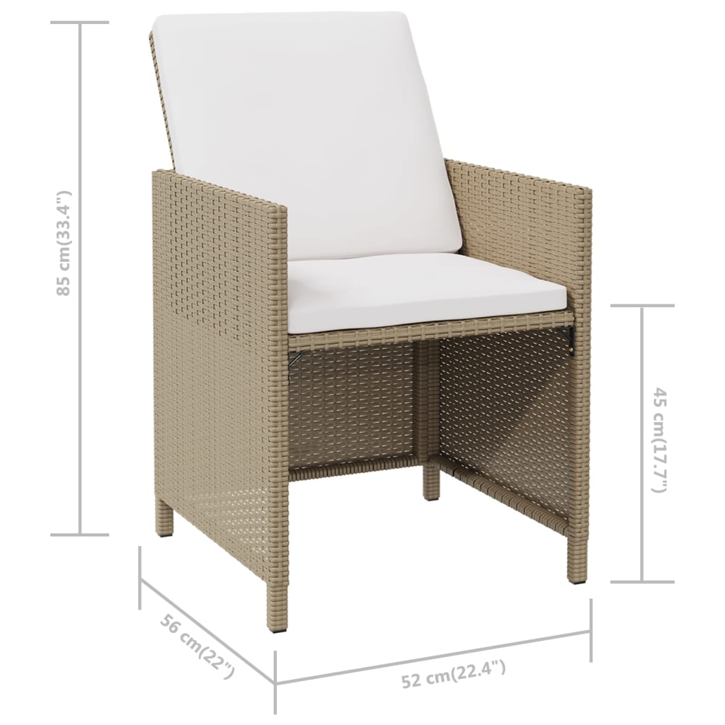 Tuinstoelen Met Kussens Poly Rattan Beige