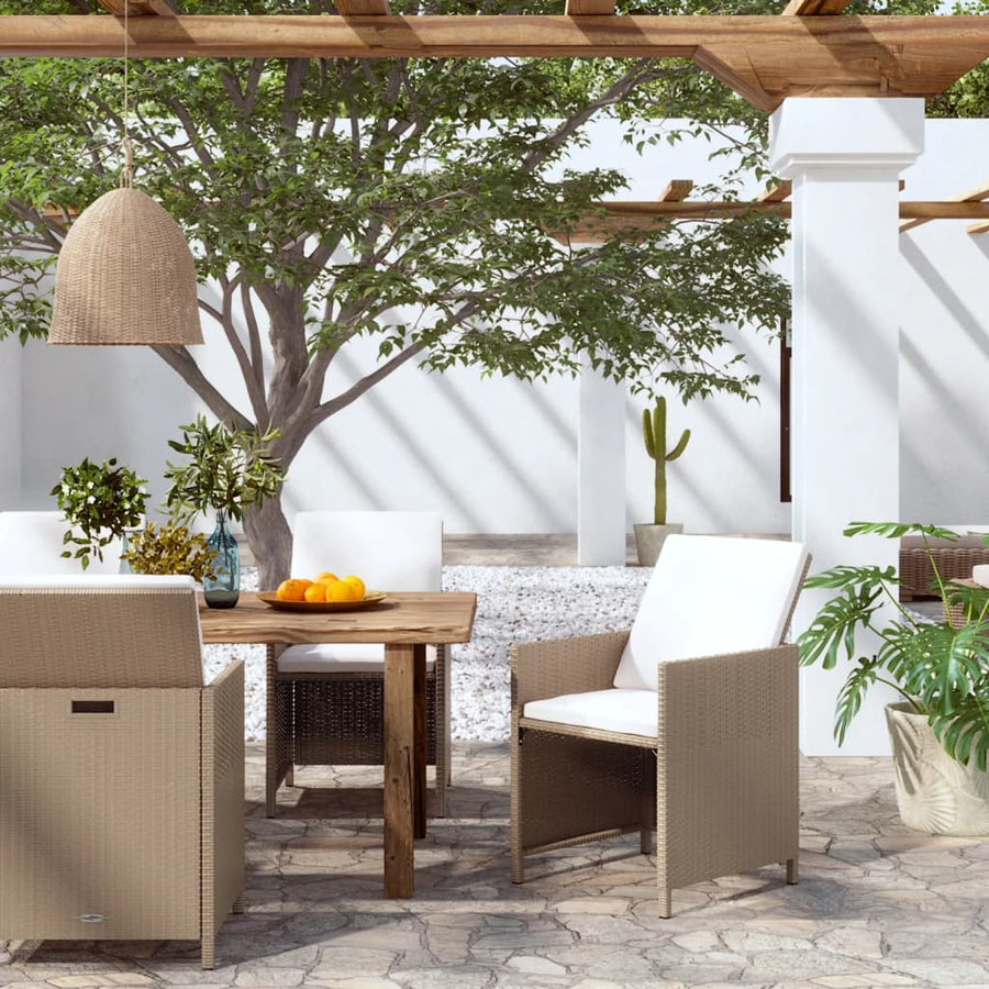 Tuinstoelen Met Kussens Poly Rattan Beige
