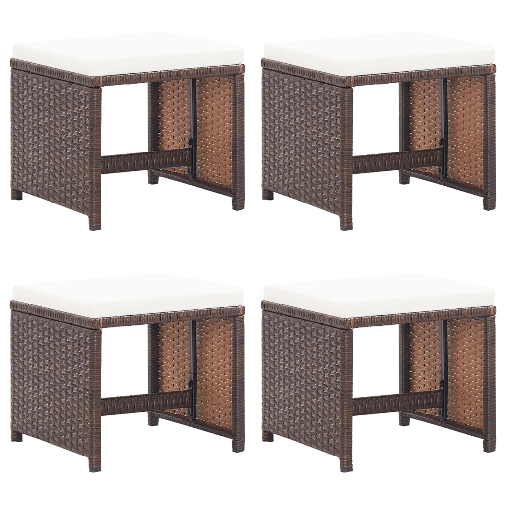 Tuinkrukken Met Kussens Poly Rattan Bruin en wit