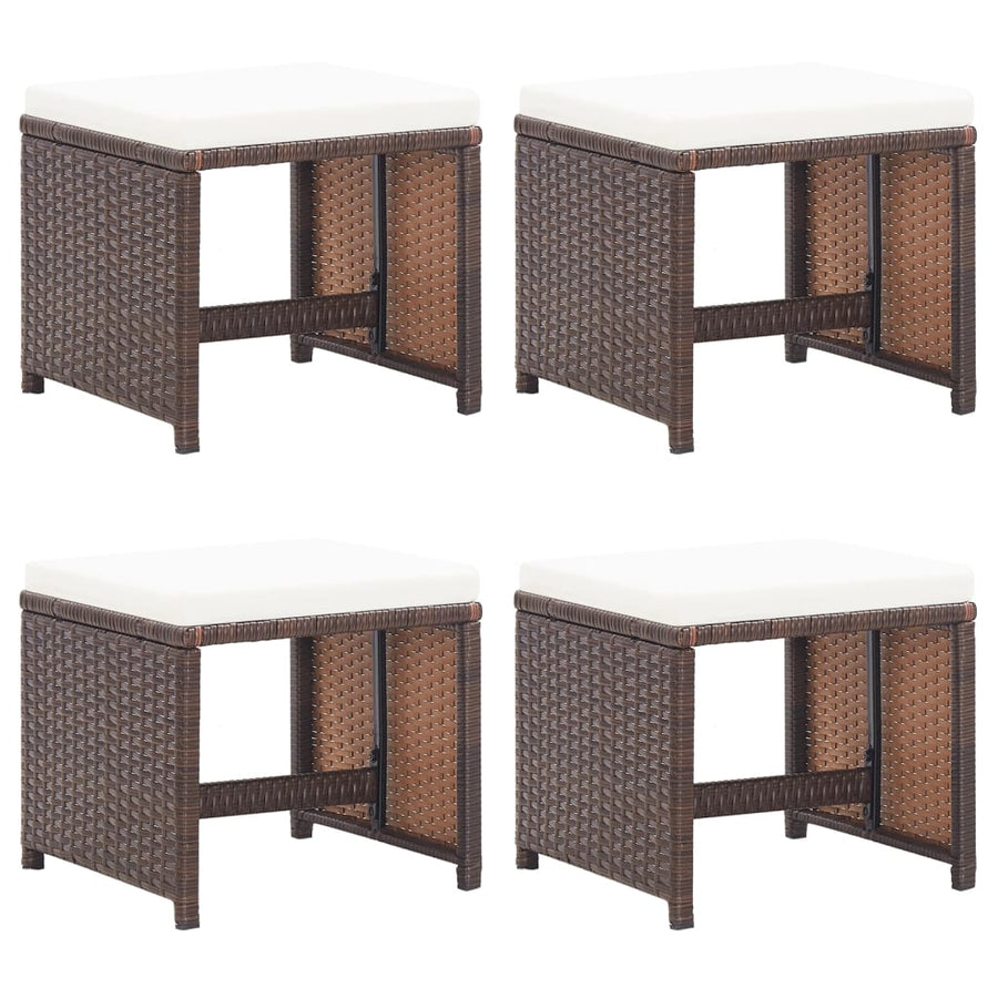 Tuinkrukken Met Kussens Poly Rattan Bruin en wit