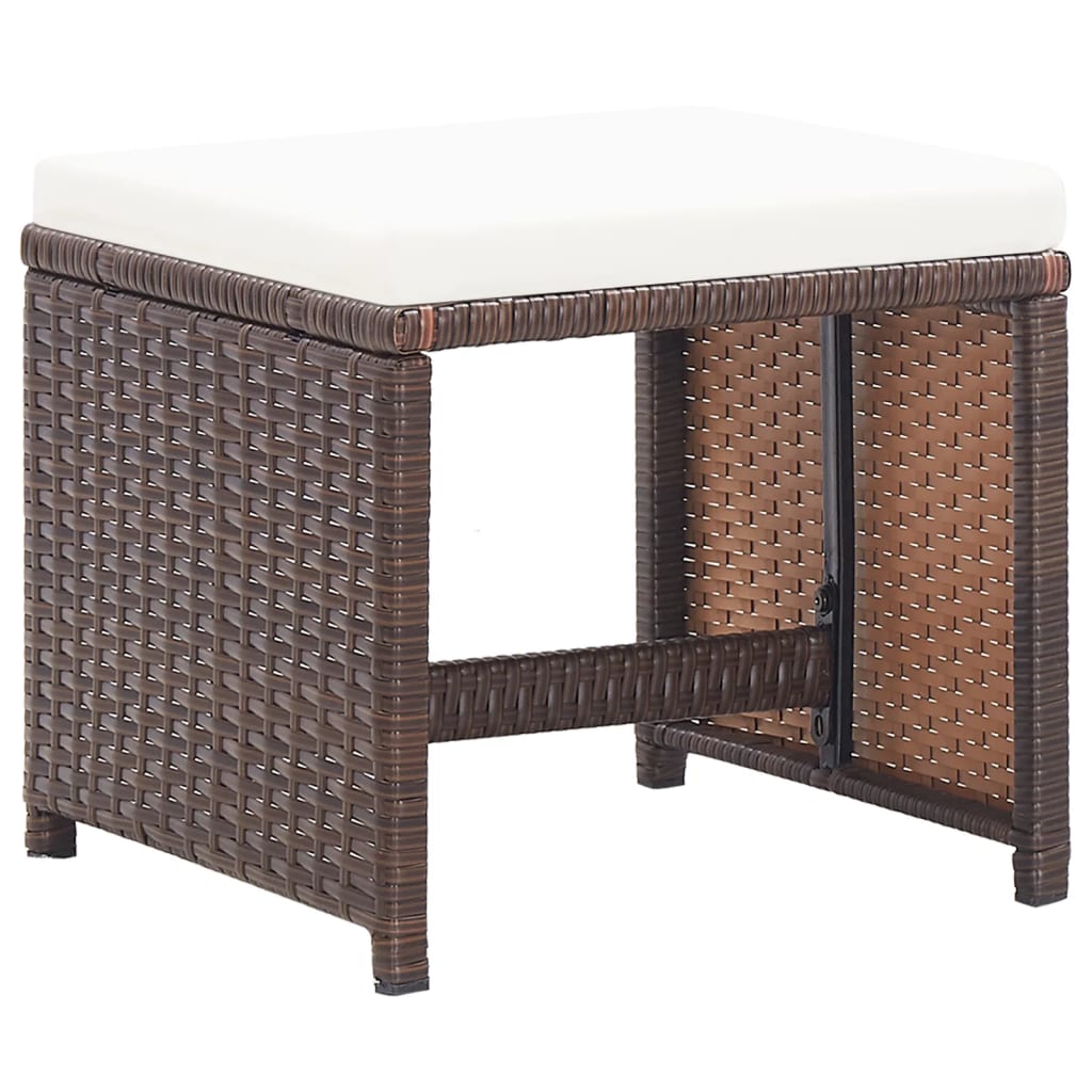 Tuinkrukken Met Kussens Poly Rattan Bruin en wit