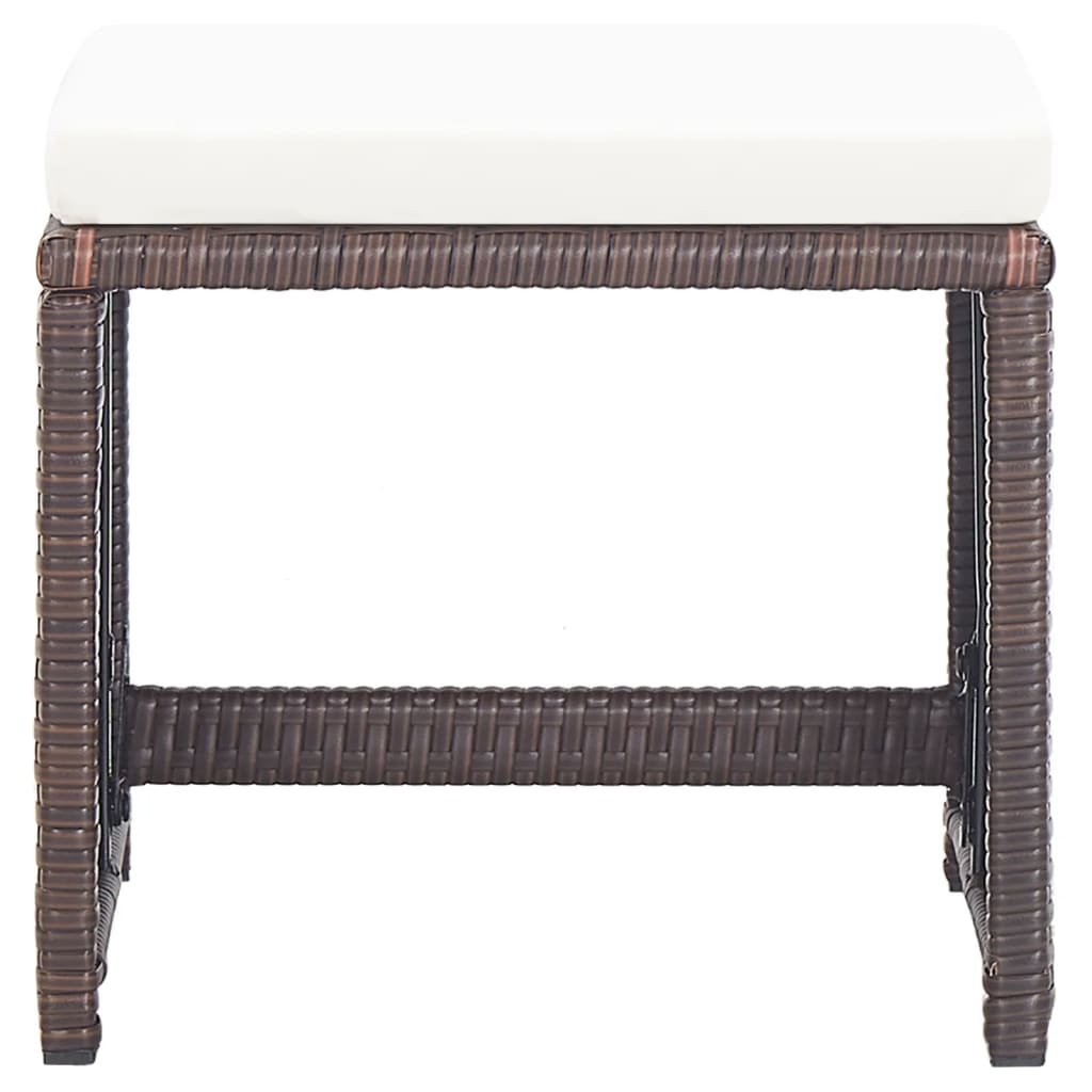 Tuinkrukken Met Kussens Poly Rattan Bruin en wit