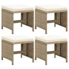 Garden Stools with Cushions Poly Rattan Beige