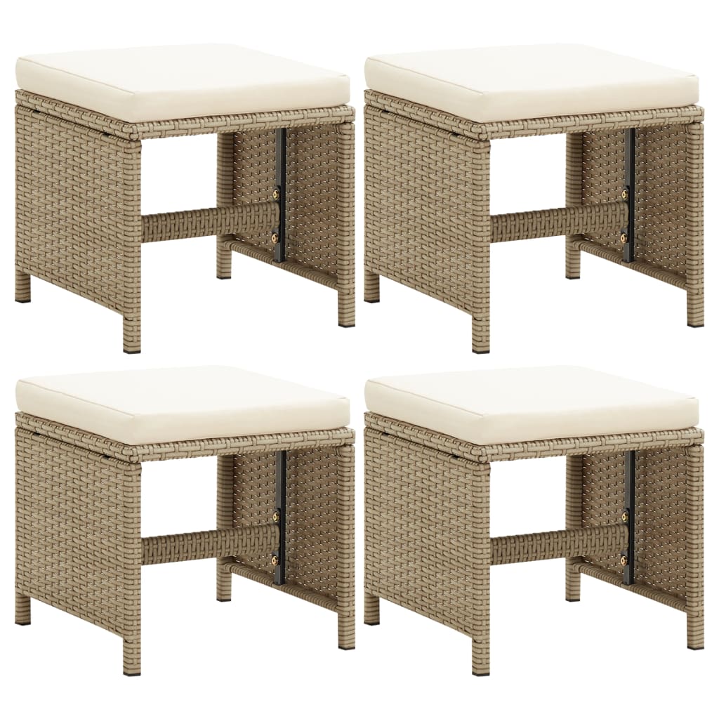 Tuinkrukken Met Kussens Poly Rattan Beige