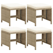 Tuinkrukken poly rattan beige met kussens