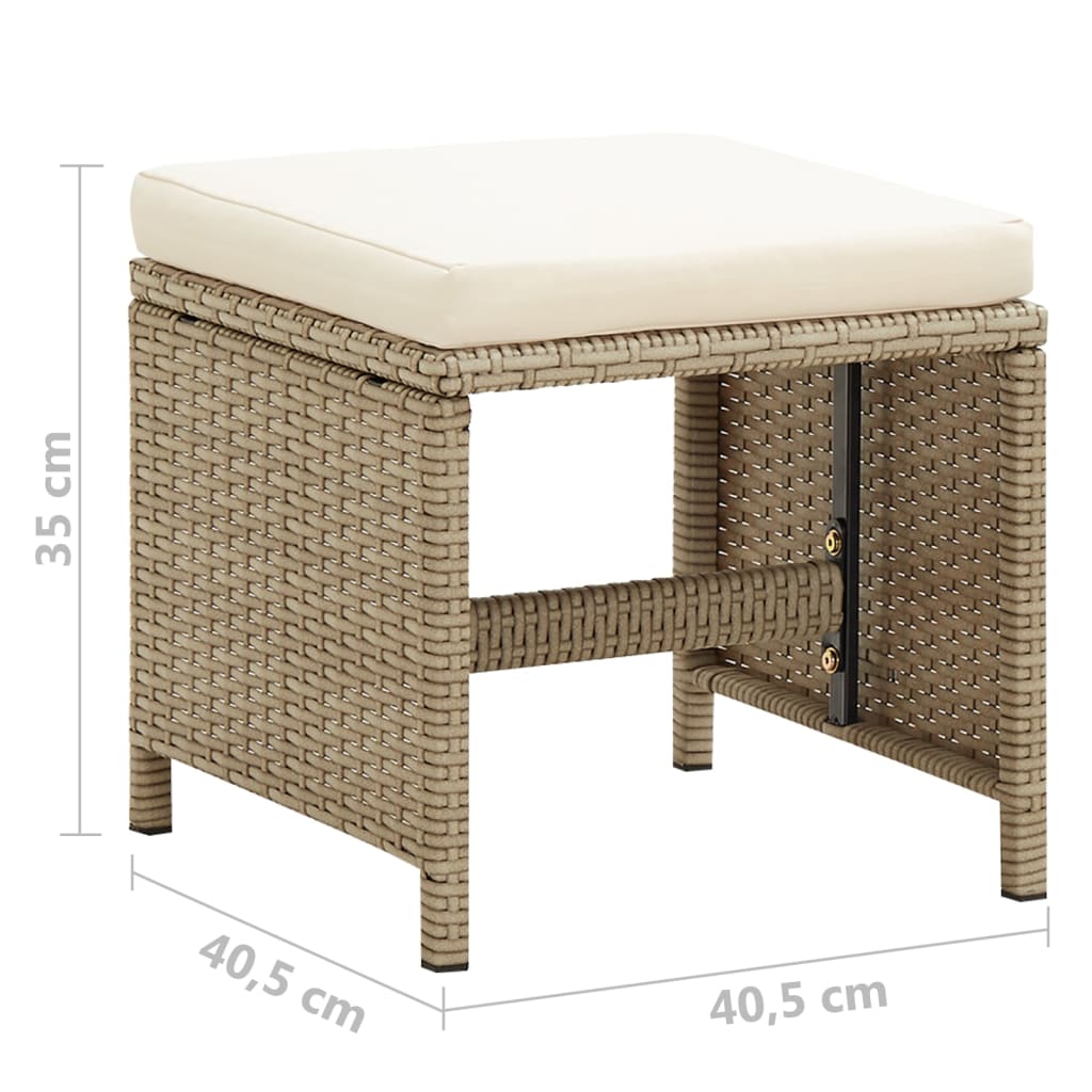Tuinkrukken Met Kussens Poly Rattan Beige