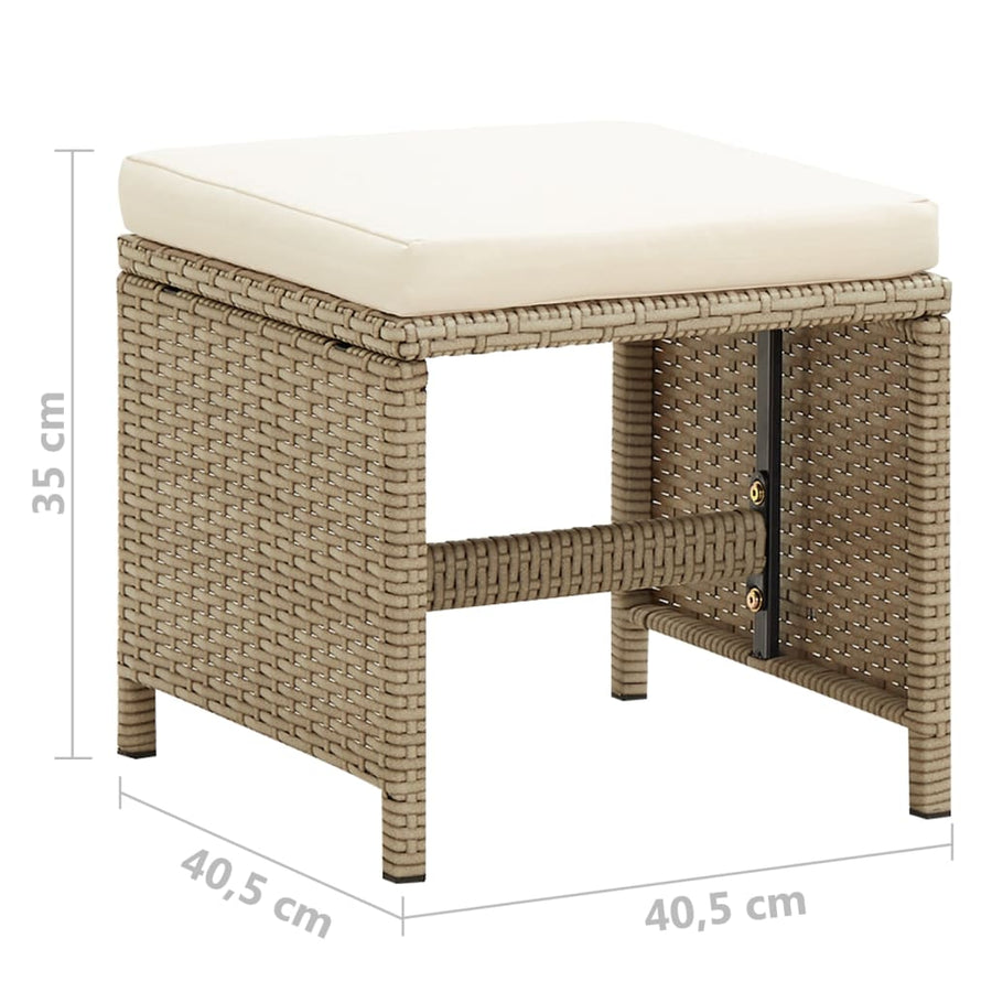 Tuinkrukken Met Kussens Poly Rattan Beige