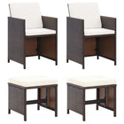 Tuinstoelenset 4-delig poly rattan bruin