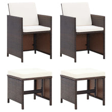 -Delige Tuinstoelen- En Voetenbankenset Poly Rattan Bruin