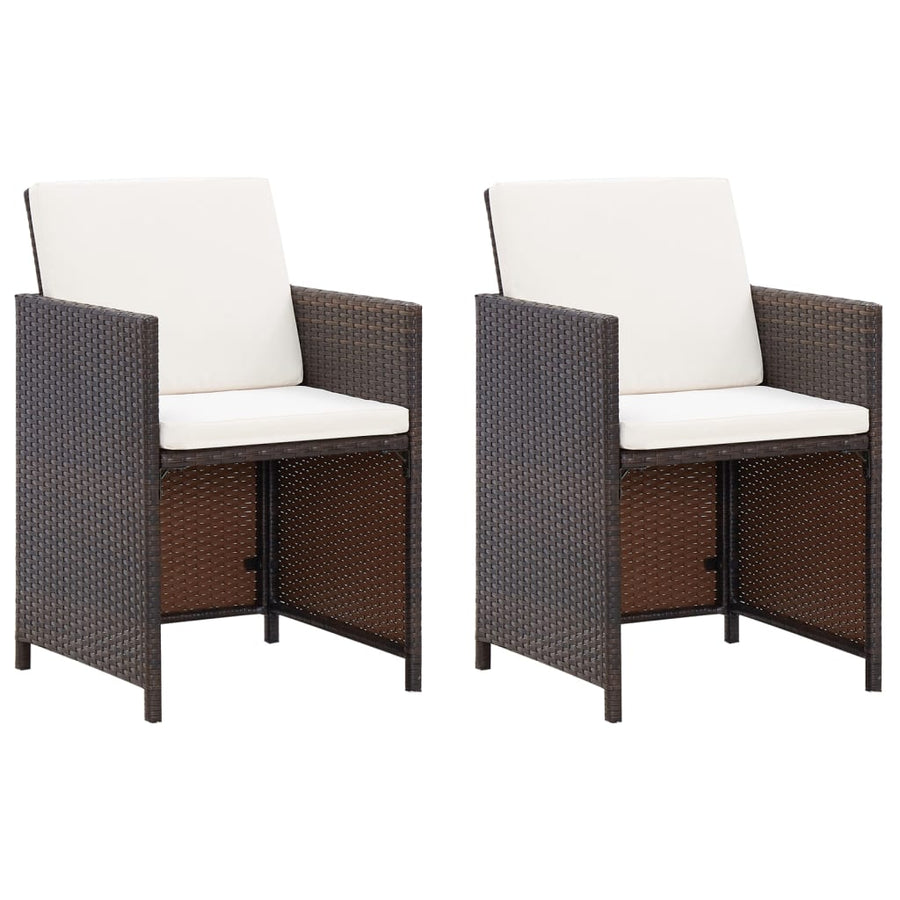 -Delige Tuinstoelen- En Voetenbankenset Poly Rattan Bruin