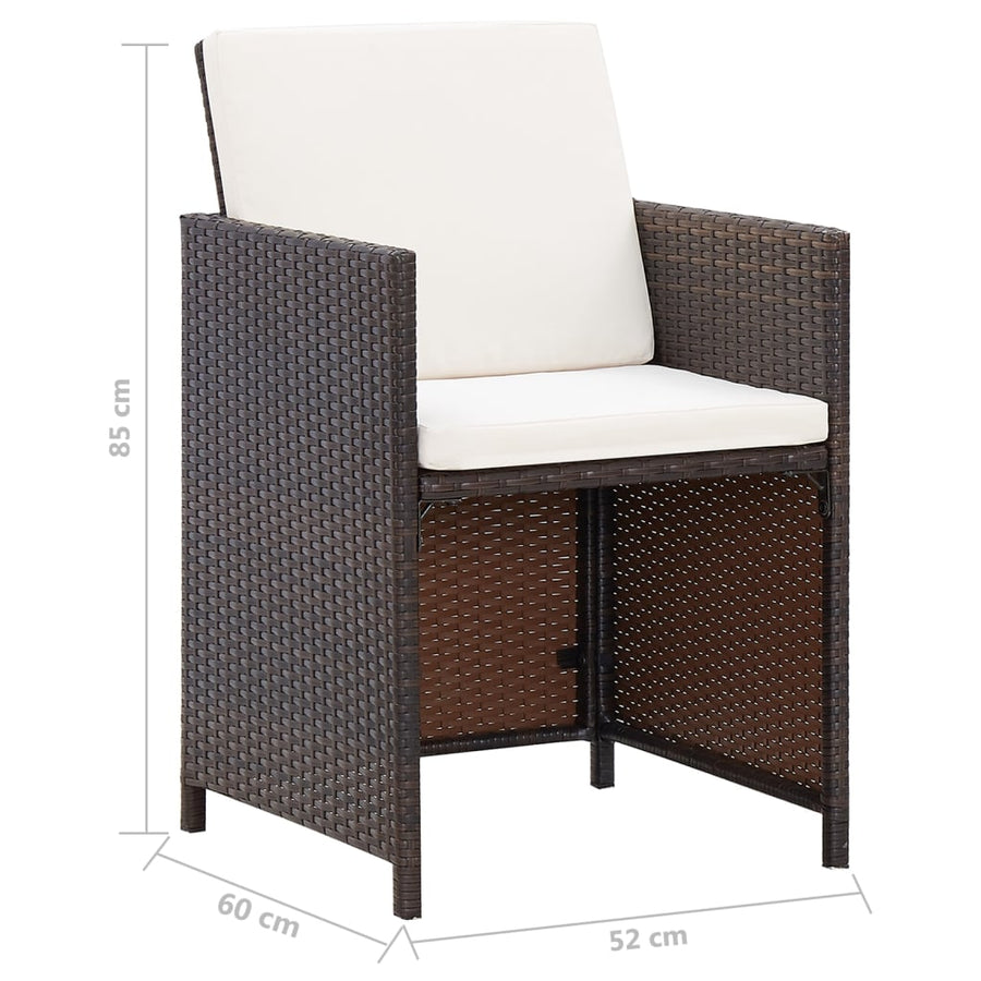 -Delige Tuinstoelen- En Voetenbankenset Poly Rattan Bruin