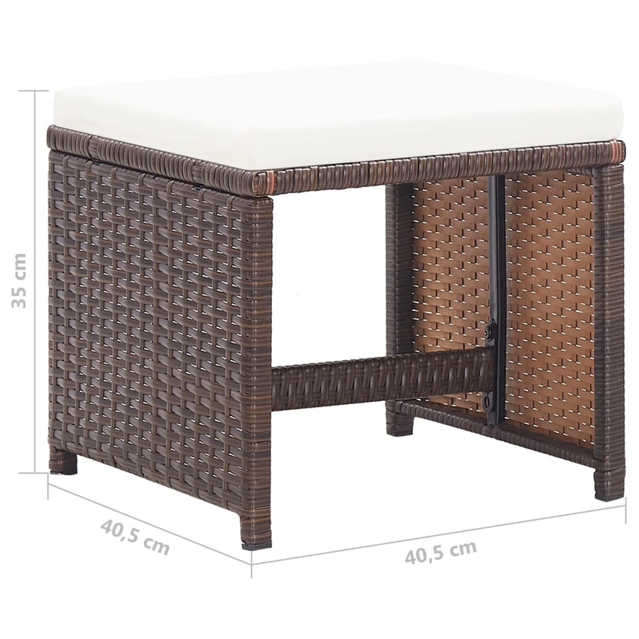 -Delige Tuinstoelen- En Voetenbankenset Poly Rattan Bruin