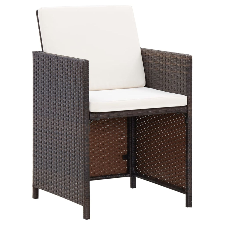 -Delige Tuinstoelen- En Voetenbankenset Poly Rattan Bruin