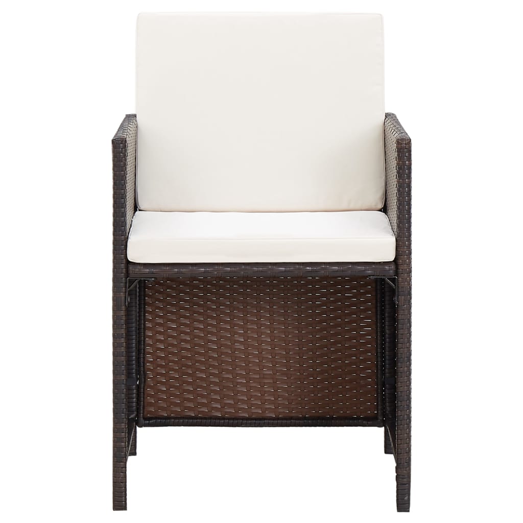-Delige Tuinstoelen- En Voetenbankenset Poly Rattan Bruin