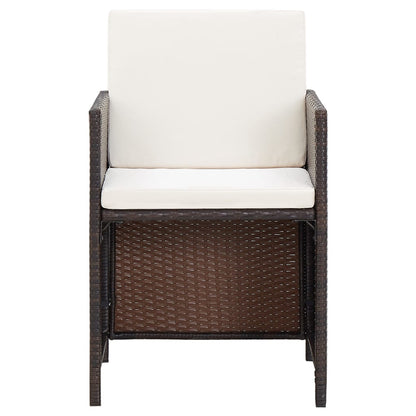 -Delige Tuinstoelen- En Voetenbankenset Poly Rattan Bruin