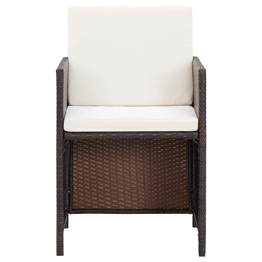 -Delige Tuinstoelen- En Voetenbankenset Poly Rattan Bruin