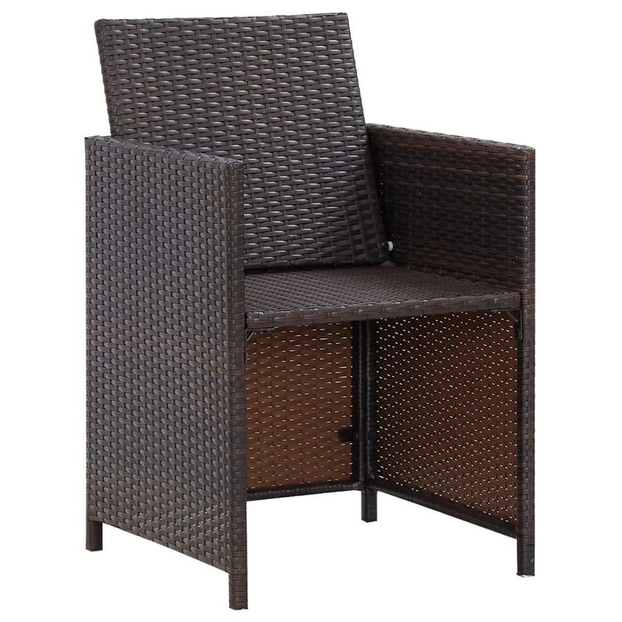 -Delige Tuinstoelen- En Voetenbankenset Poly Rattan Bruin