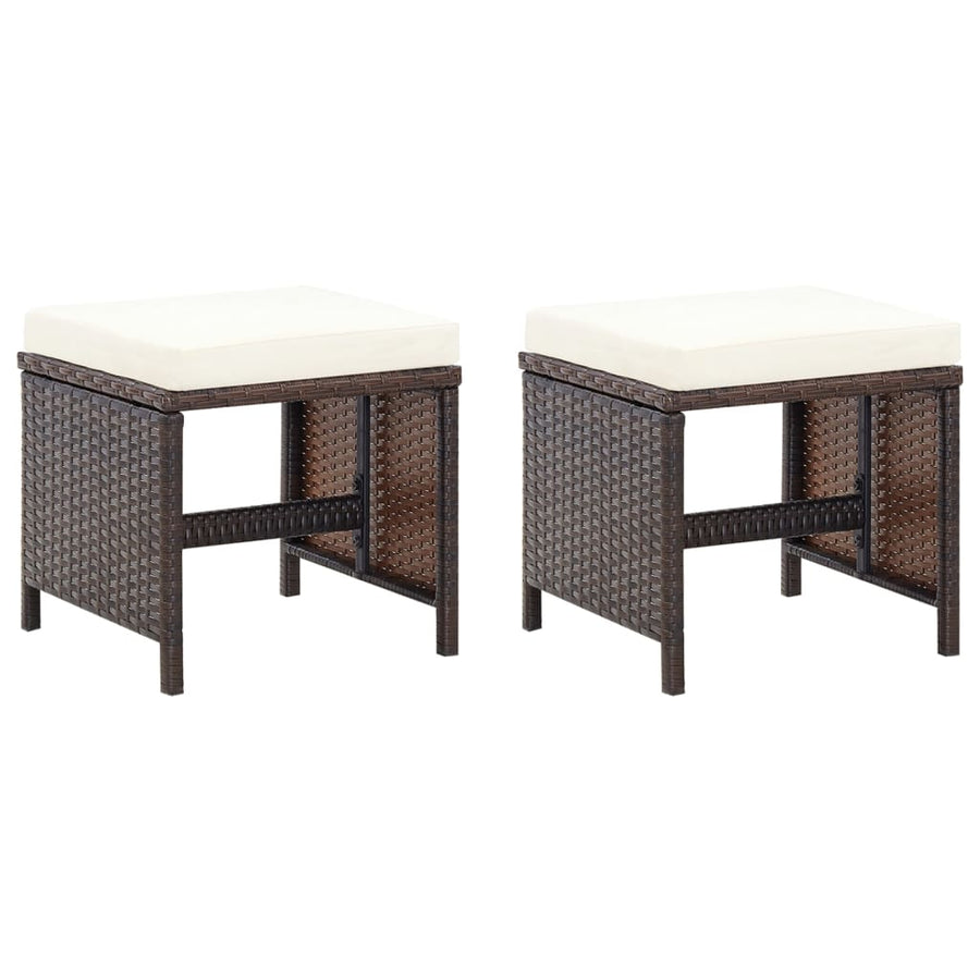 -Delige Tuinstoelen- En Voetenbankenset Poly Rattan Bruin