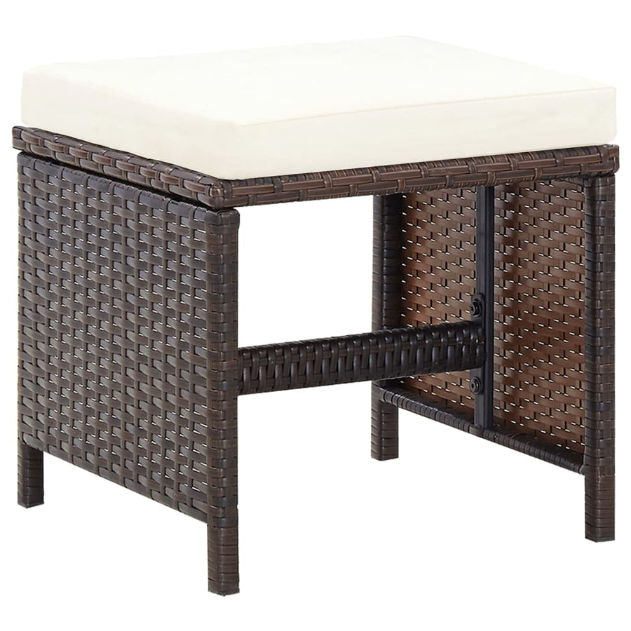 -Delige Tuinstoelen- En Voetenbankenset Poly Rattan Bruin