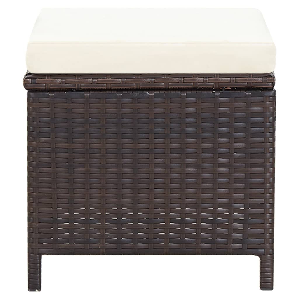 -Delige Tuinstoelen- En Voetenbankenset Poly Rattan Bruin