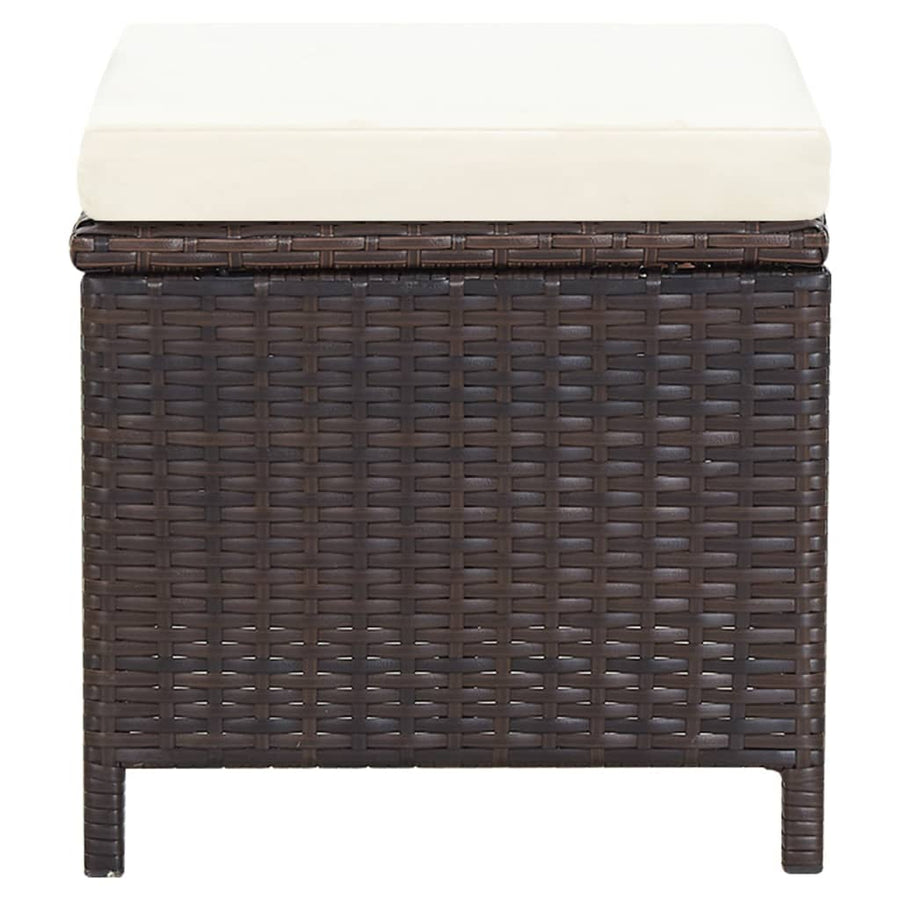 -Delige Tuinstoelen- En Voetenbankenset Poly Rattan Bruin
