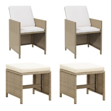 Tuinstoelen 2 St Met Voetenbanken Poly Rattan Beige