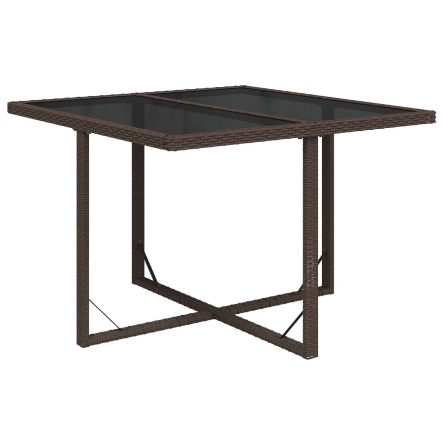 Tuintafel 09X07X74 Cm Poly Rattan En Glas Bruin