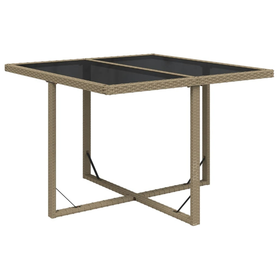 Tuintafel 09X07X74 Cm Poly Rattan En Glas Beige