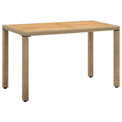 Tuintafel 123X60X74 Cm Poly Rattan En Massief Acaciahout Beige