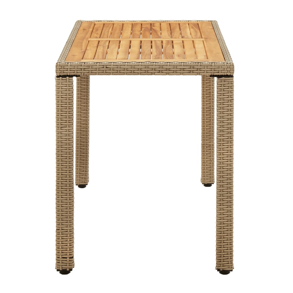 Tuintafel 123X60X74 Cm Poly Rattan En Massief Acaciahout Beige