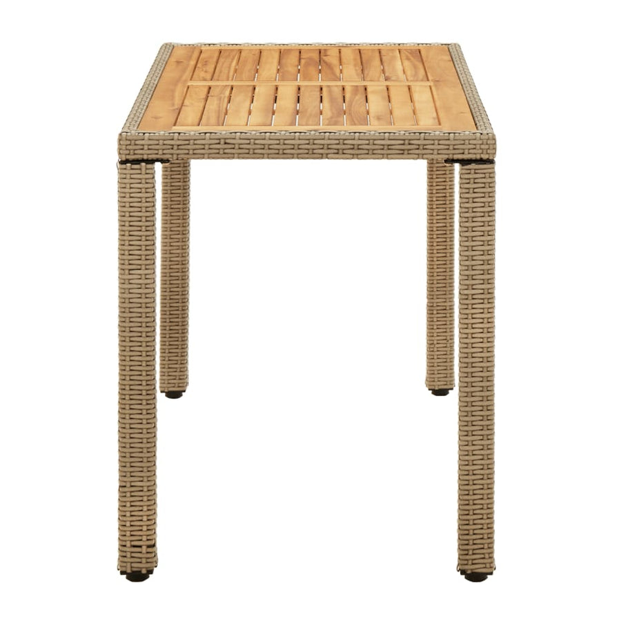Tuintafel 123X60X74 Cm Poly Rattan En Massief Acaciahout Beige