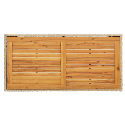 Tuintafel 123X60X74 Cm Poly Rattan En Massief Acaciahout Beige